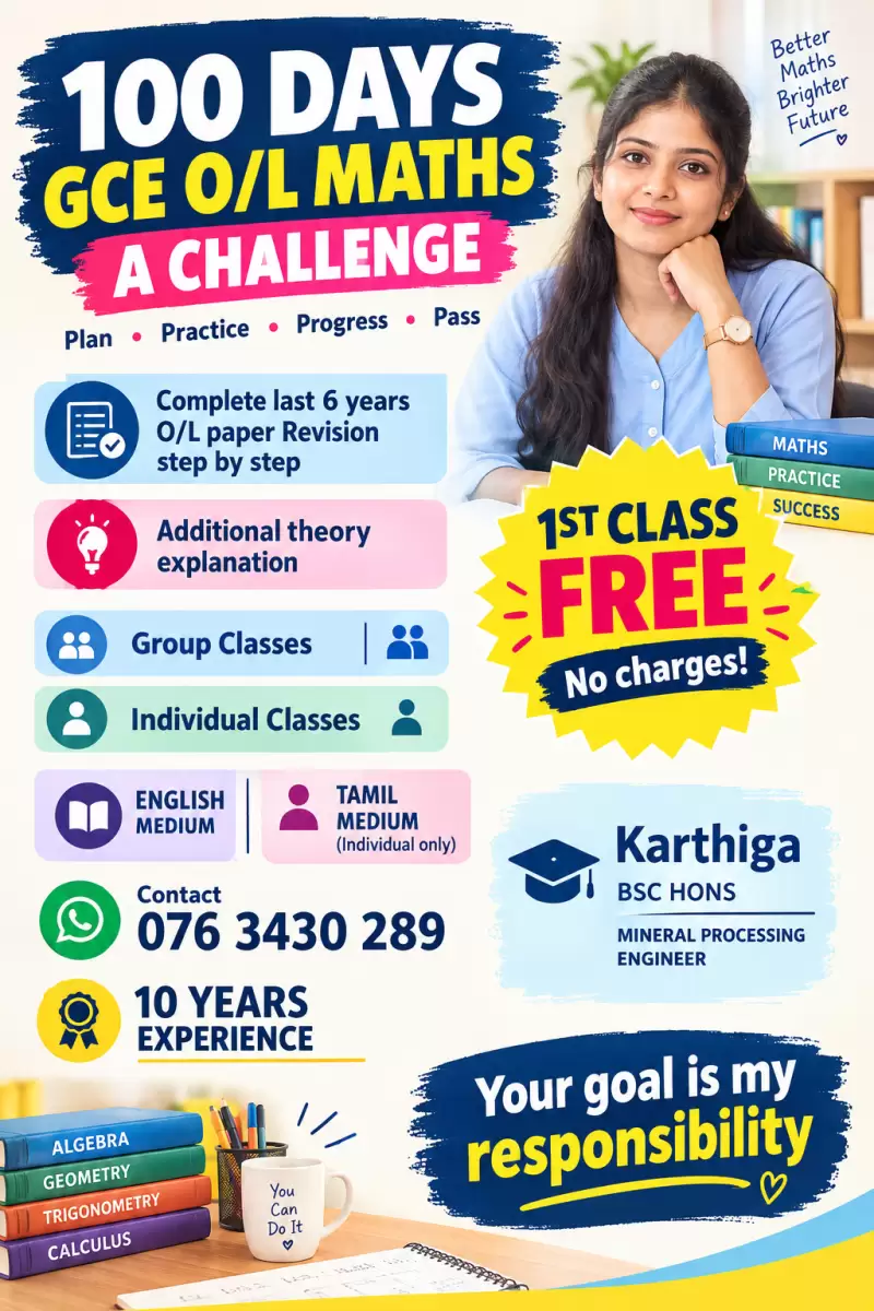 100 days O/L MATHS Challenge to get A - English and Tamil Medium