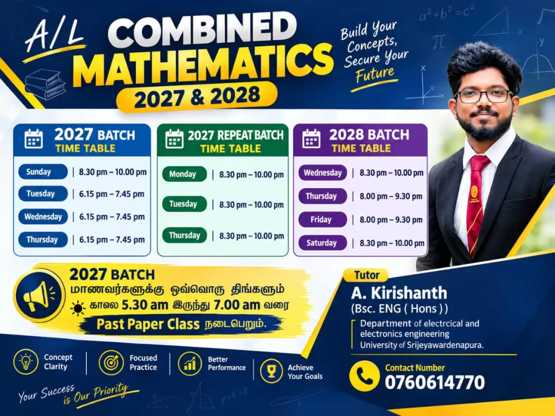 2027,2027 Repeat and 2028 Combined maths