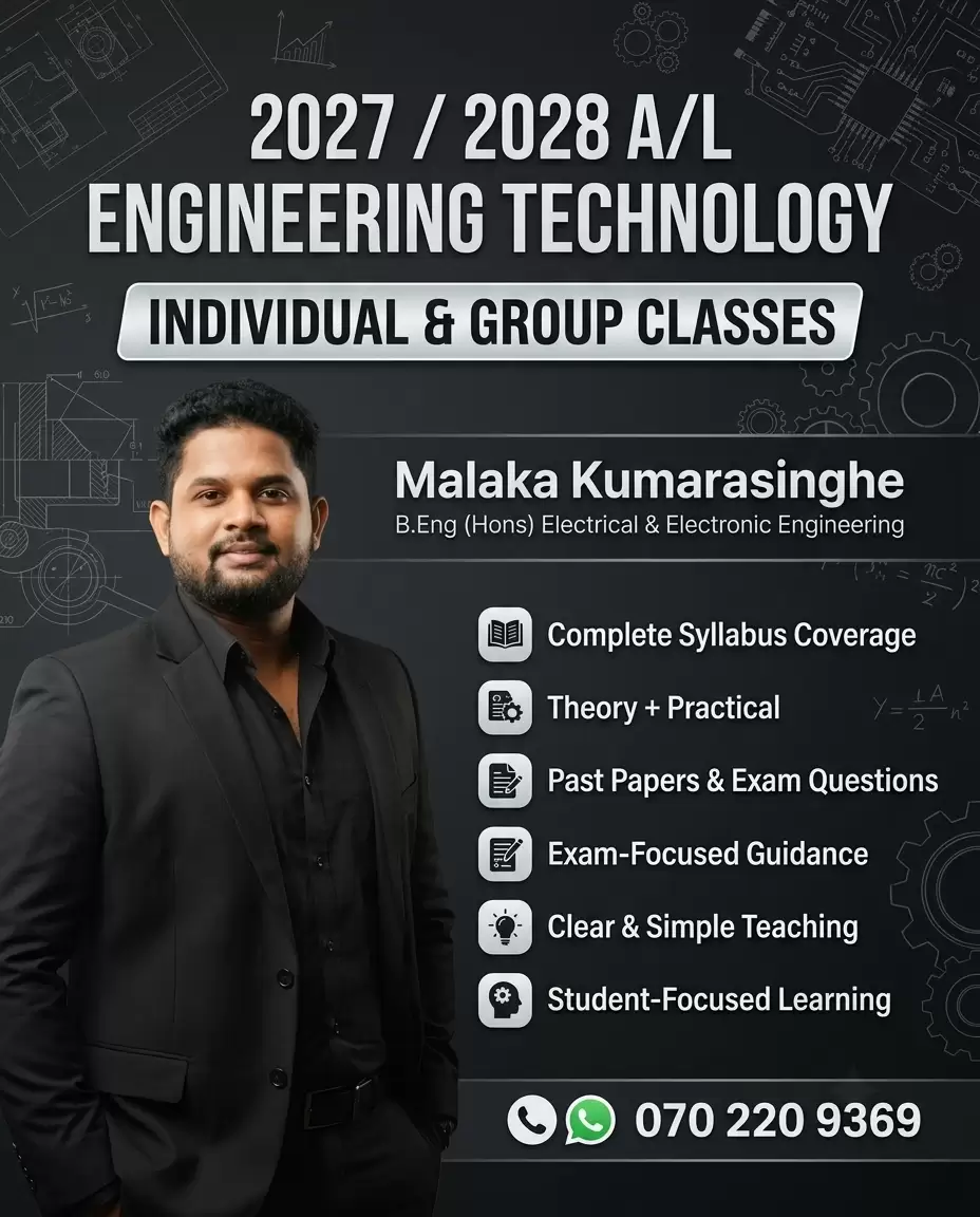 2027 / 2028 A/L Engineering Technology – Individual & Group Classes