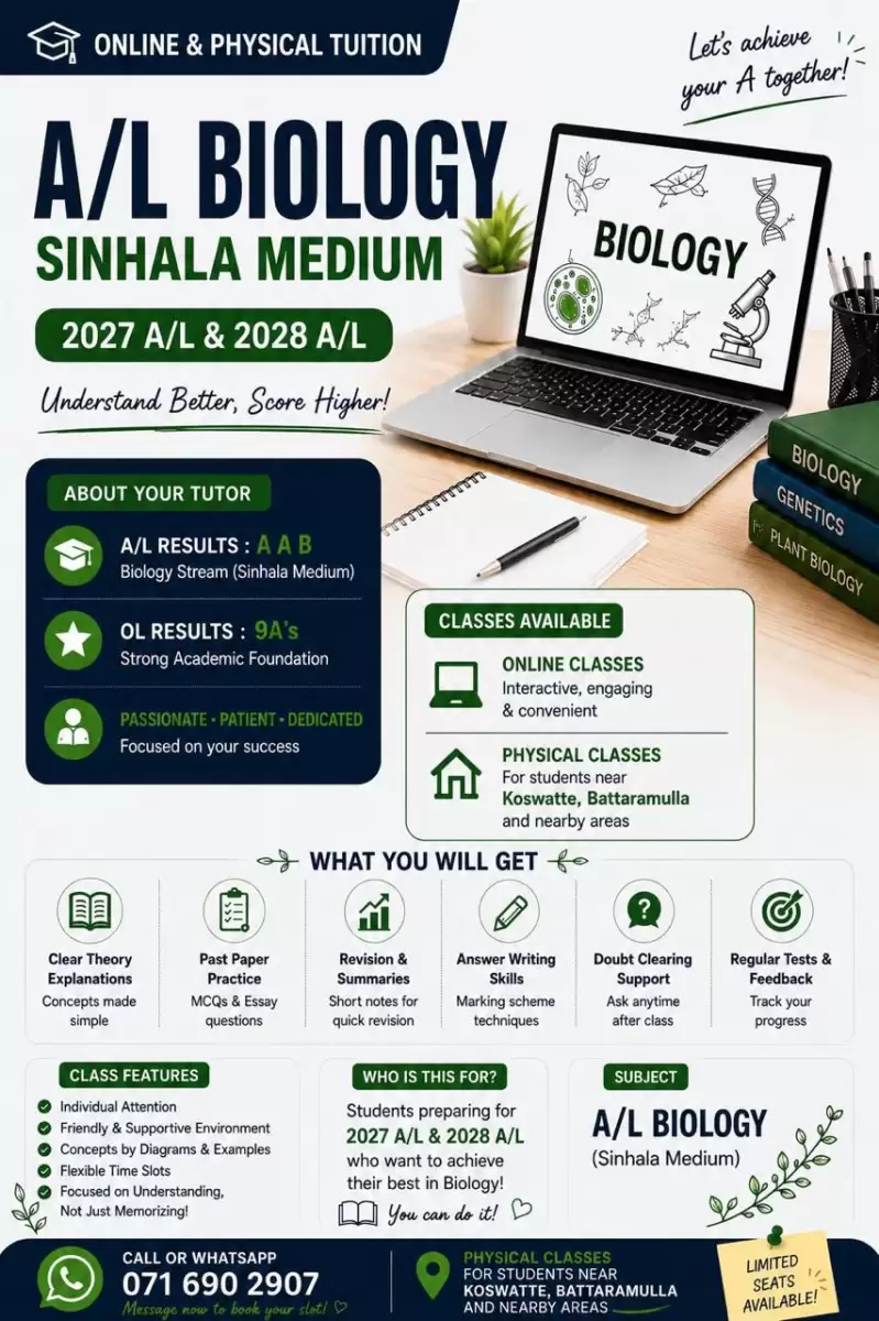2027 AL & 2028 AL Biology Class (Theory/Revision)