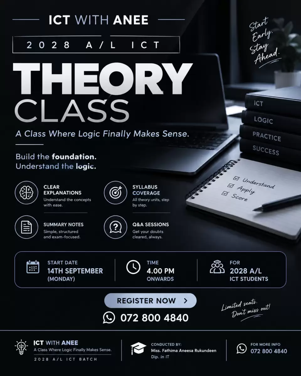 2028 A/L ICT THEORY CLASS English Medium