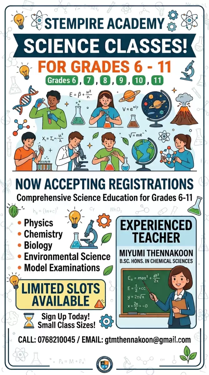 6-11 English medium Science classes