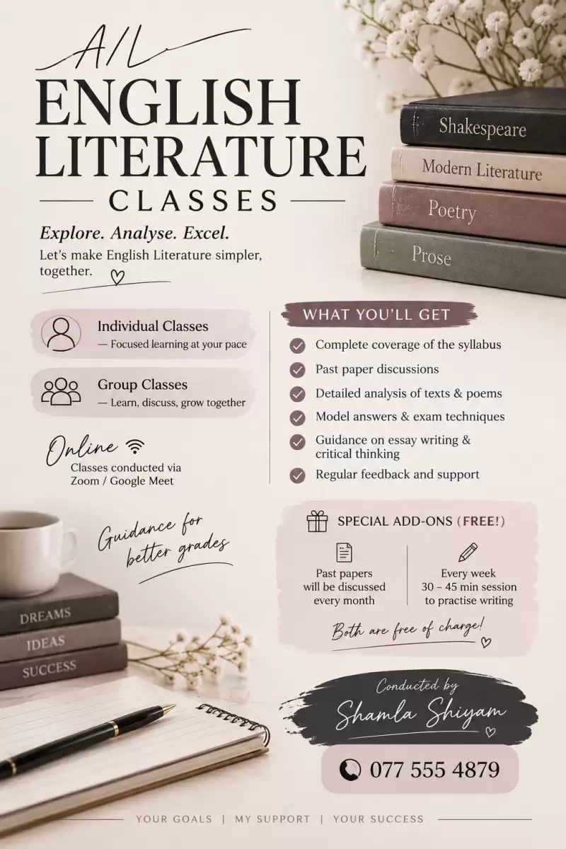 A/L English Literature classes