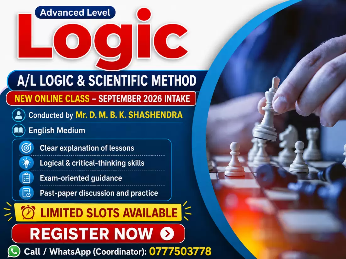 A/L Logic & Scientific Method English Medium – Online Class | September 2026