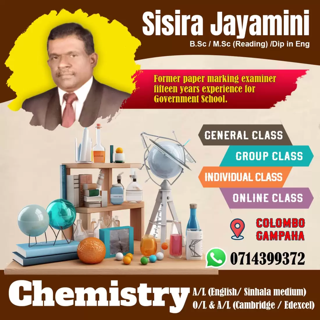Chemistry Classes by Former Paper Marking Examiner (15+ Yrs Exp) – Local & International Syllabuses