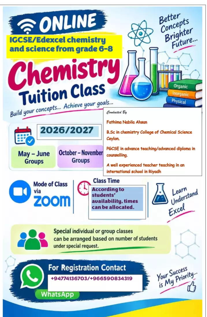Chemistry online teacher who is teaching overseas