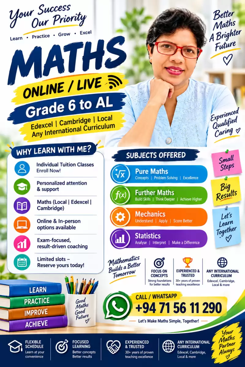Edexcel /Cambridge / Any Syllabus Maths z @ Pannipitiya