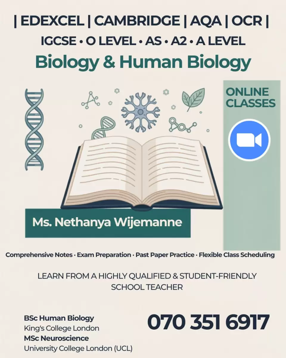 Edexcel / Cambridge/ AQA Biology & Human Biology Classes – IGCSE, O Level, A Level, AS & A2 Level