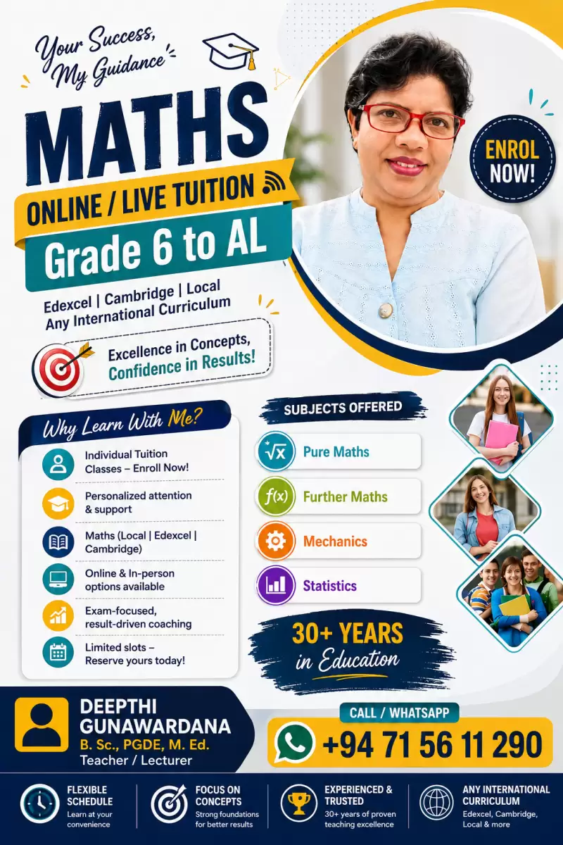 Edexcel / Cambridge / Local Online/ Physical Maths Clz @Pannipitiya