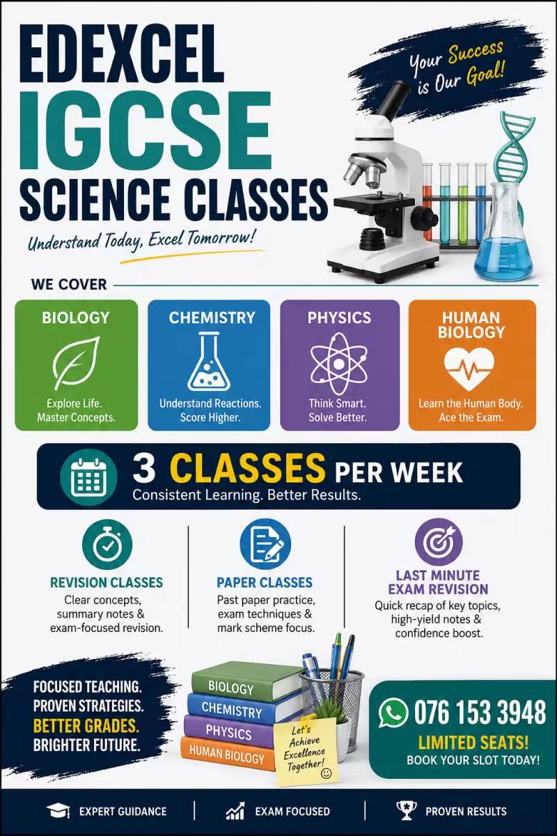 Edexcel IGCSE ( London O-level ) science classes available