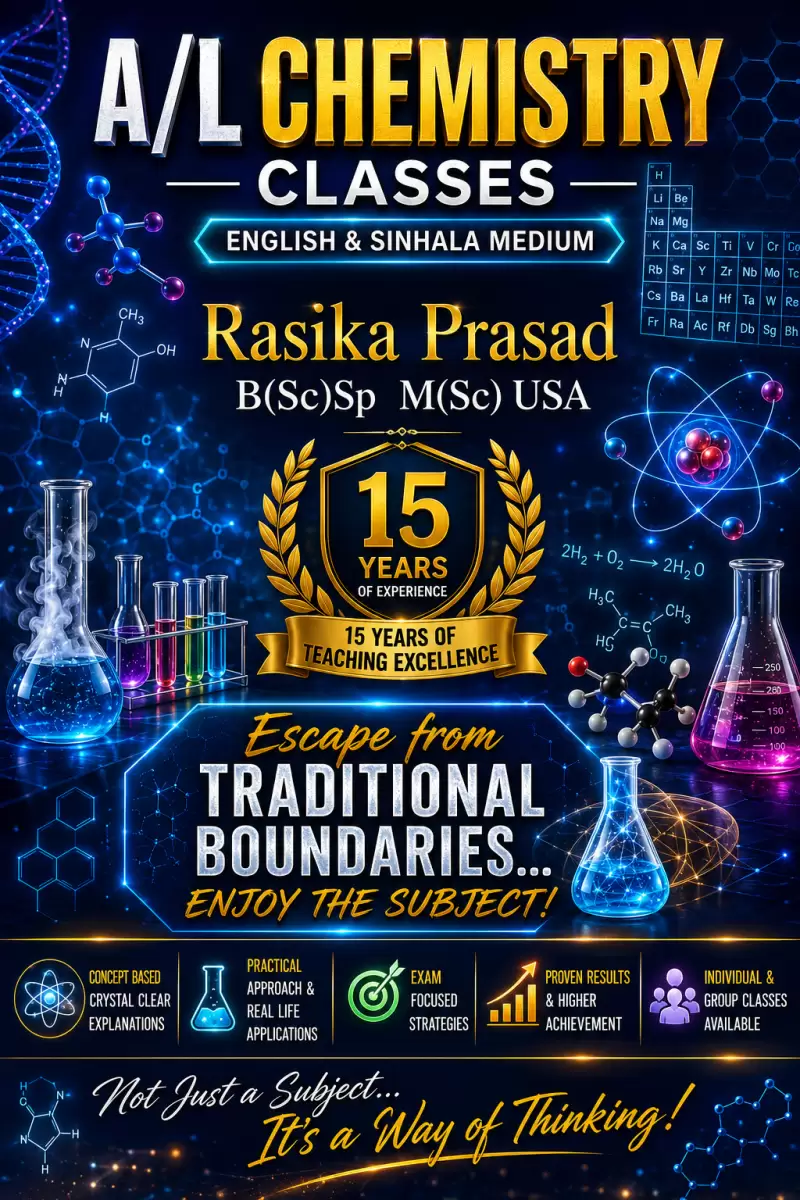 English and sinhala A/L Chemistry classes