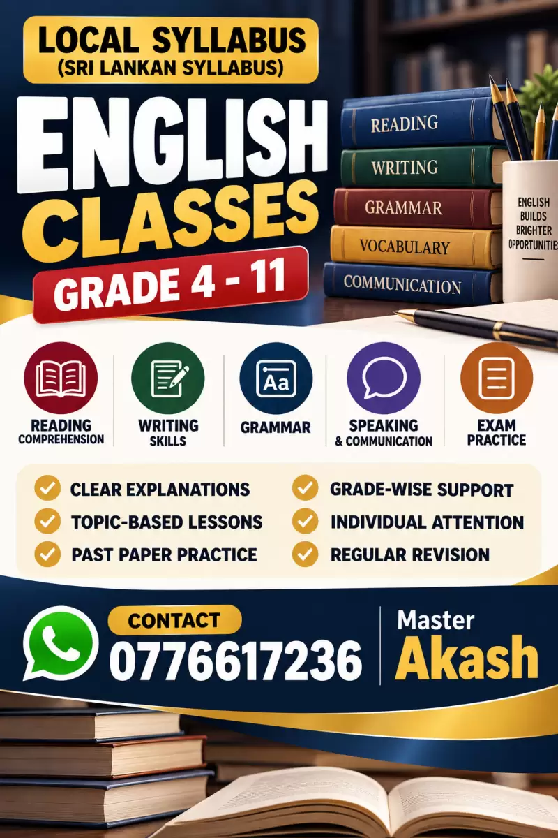 English class available for students from grade 4- 11