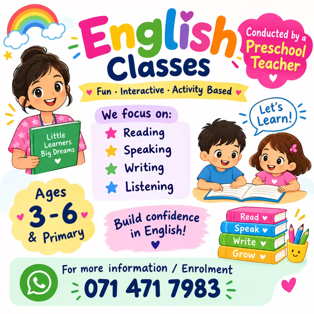 English Classes for 3-6 year kids