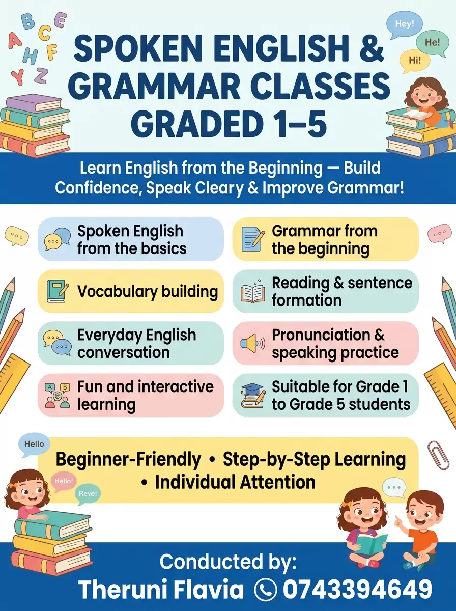 English classes for grade 3 to 5