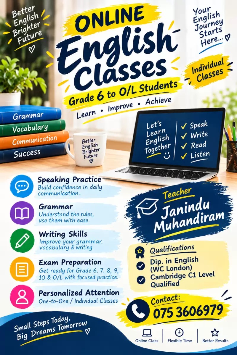 English classes for grade 6 to OL students
