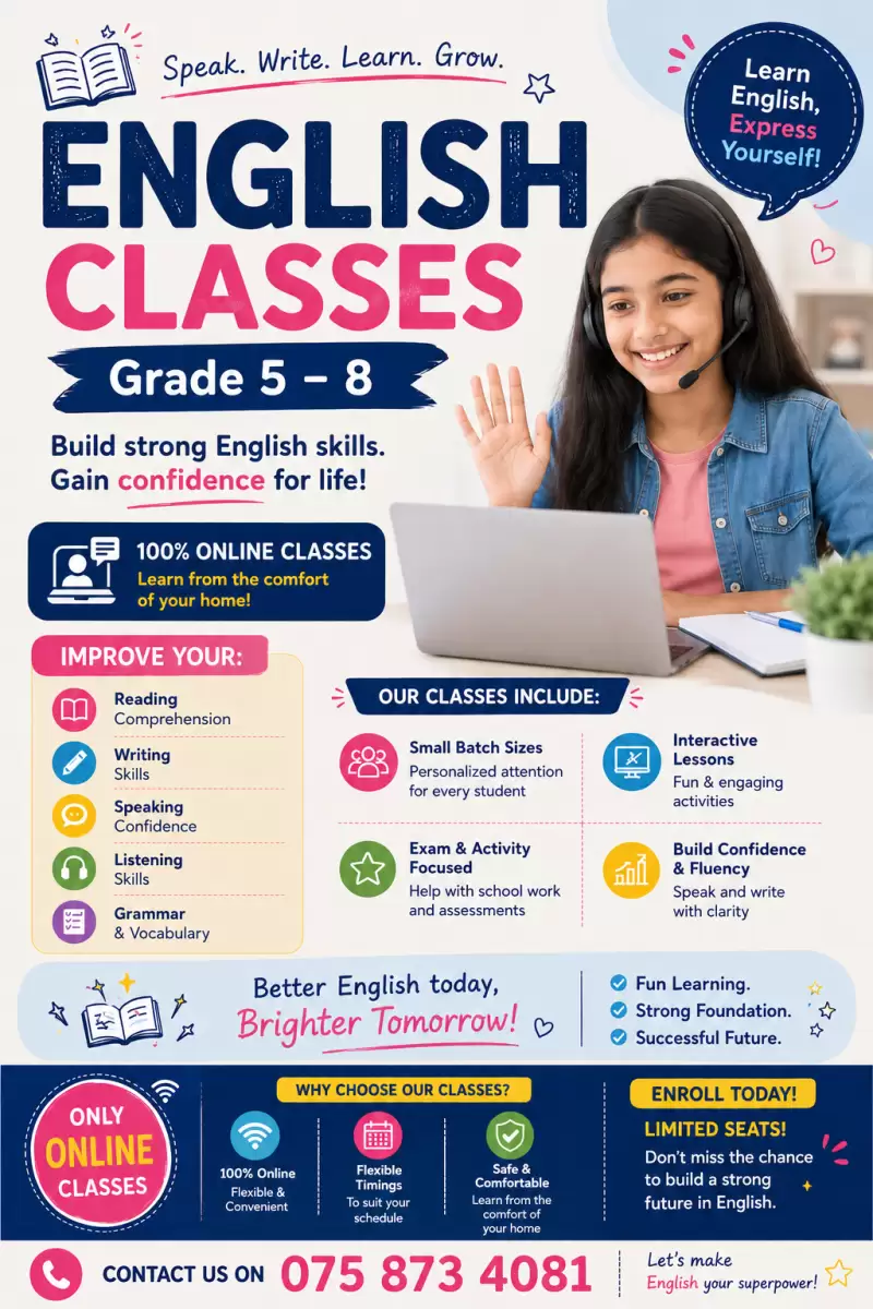 English classes for grades 5-8