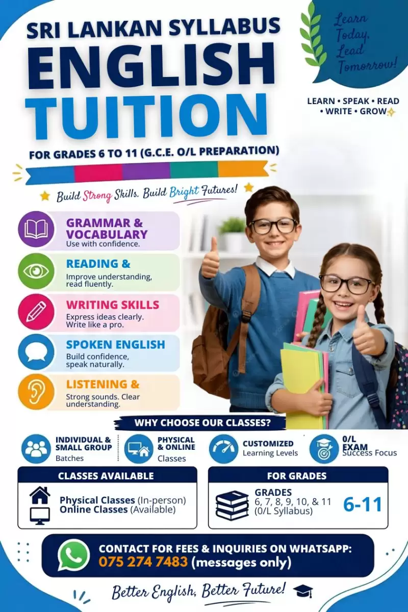 📚 ENGLISH CLASSES — SRI LANKAN SYLLABUS (GRADES 6–11)