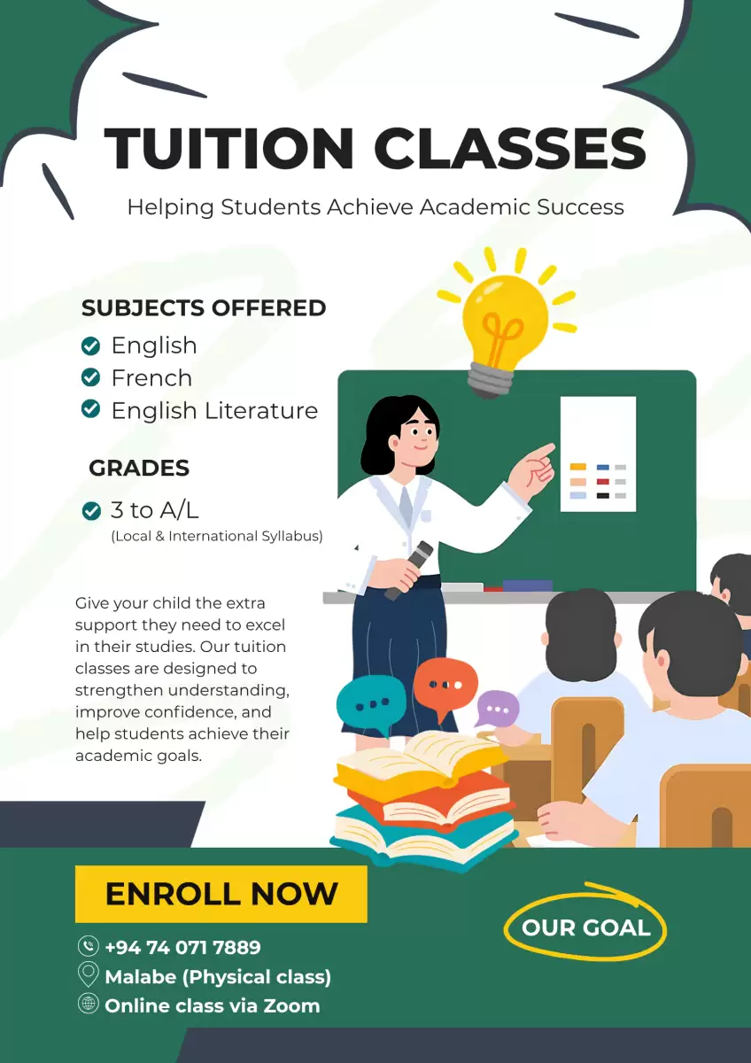 English / French / English Literature classes from Grade 3 to A/L