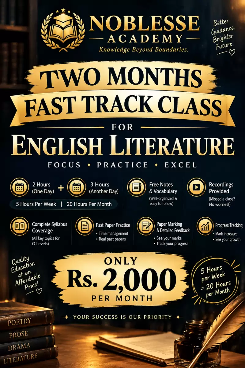 English literature fast track classes- 2026 OL