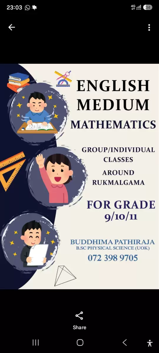 English Medium Maths classes for grade 9/10/11 students