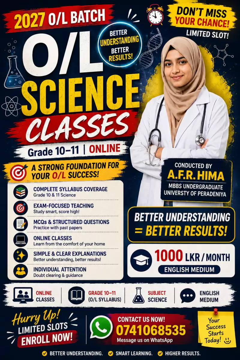 English medium Science classes | 2027 O/l batch | Aim to A