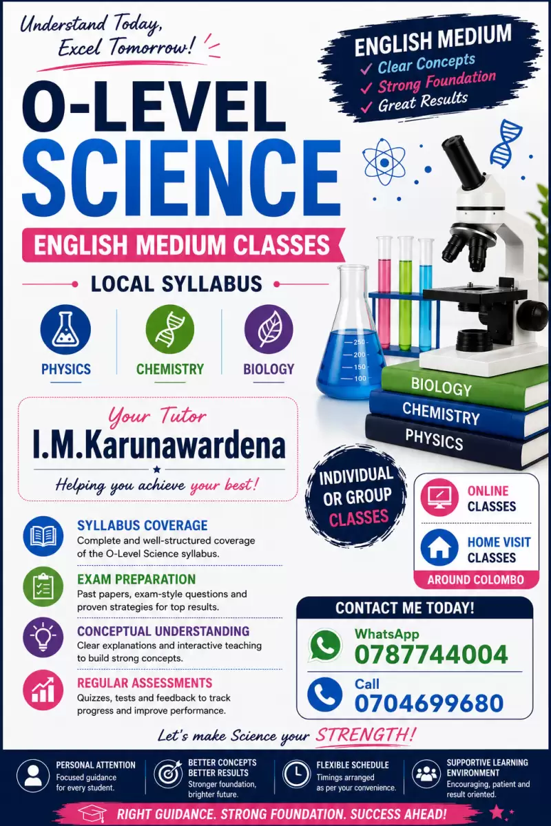 ENGLISH MEDIUM SCIENCE CLASSES FOR GRADE 9-11