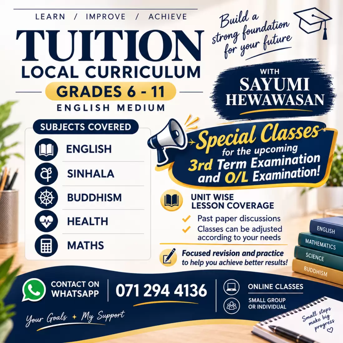 ENGLISH MEDIUM TUITION FOR GRADE 6-11 STUDENTS