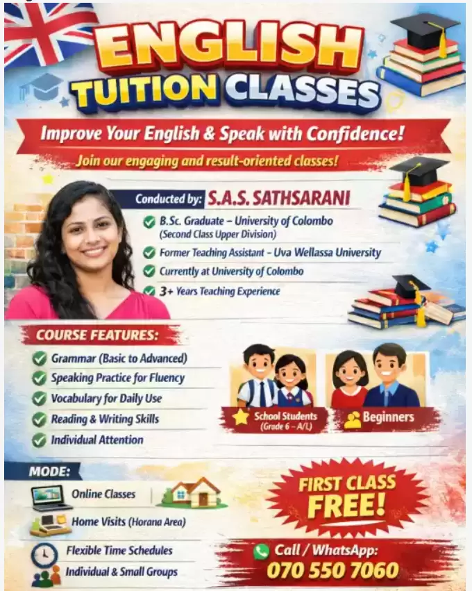 🌟✨ ENGLISH TUITION CLASSES ✨🌟 🚀 Speak English Confidently & Fluently! Join A Fun, Effective, And Student-friendly Learning Experience Today!