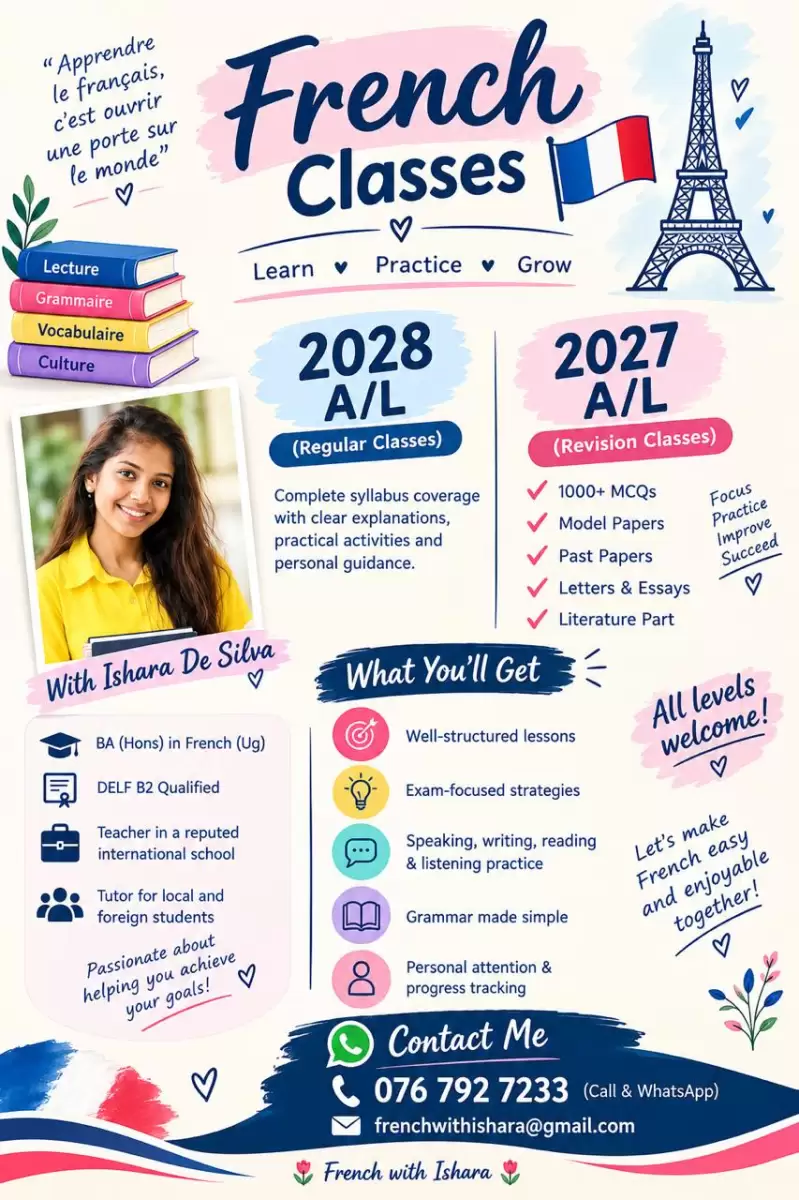 🇫🇷 FRENCH A/L CLASSES – 2027 REVISION & 2028 NEW CLASS