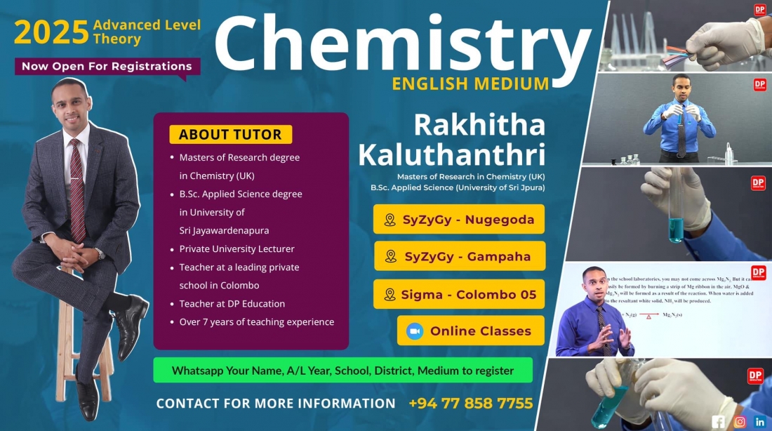 GCE A/L 2025 Chemistry Tuition English Medium Chemistry (A/L