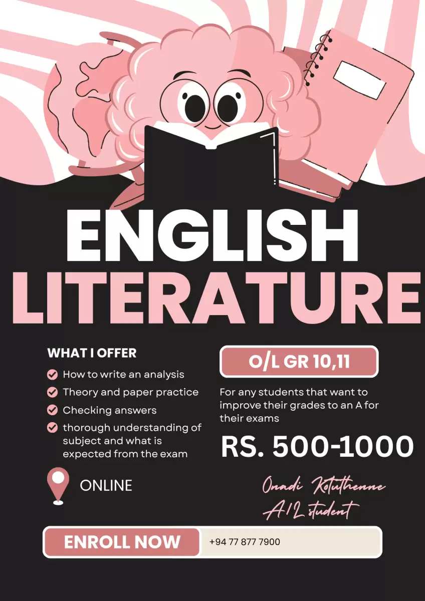 GCE O/L Gr10/11 ENGLISH LITERATURE revision classes individual online