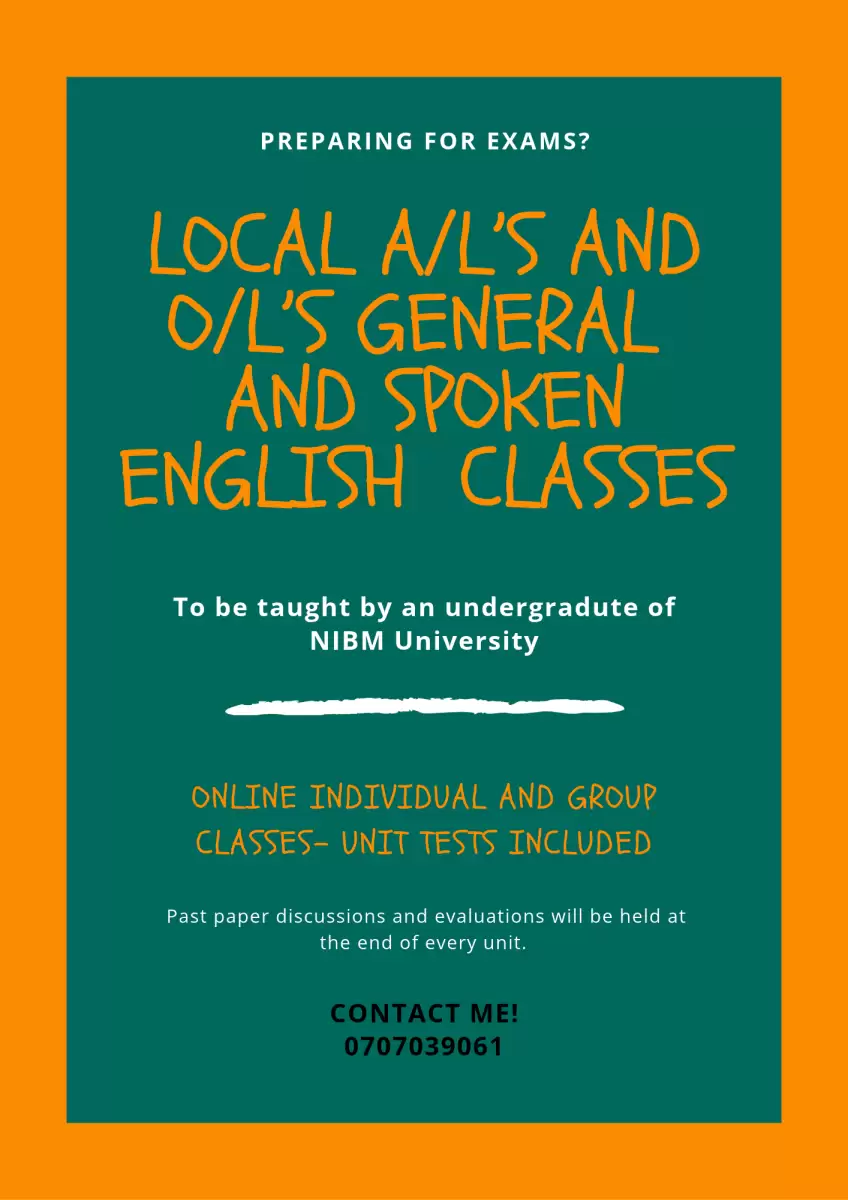 General and Spoken English classes for A/L students