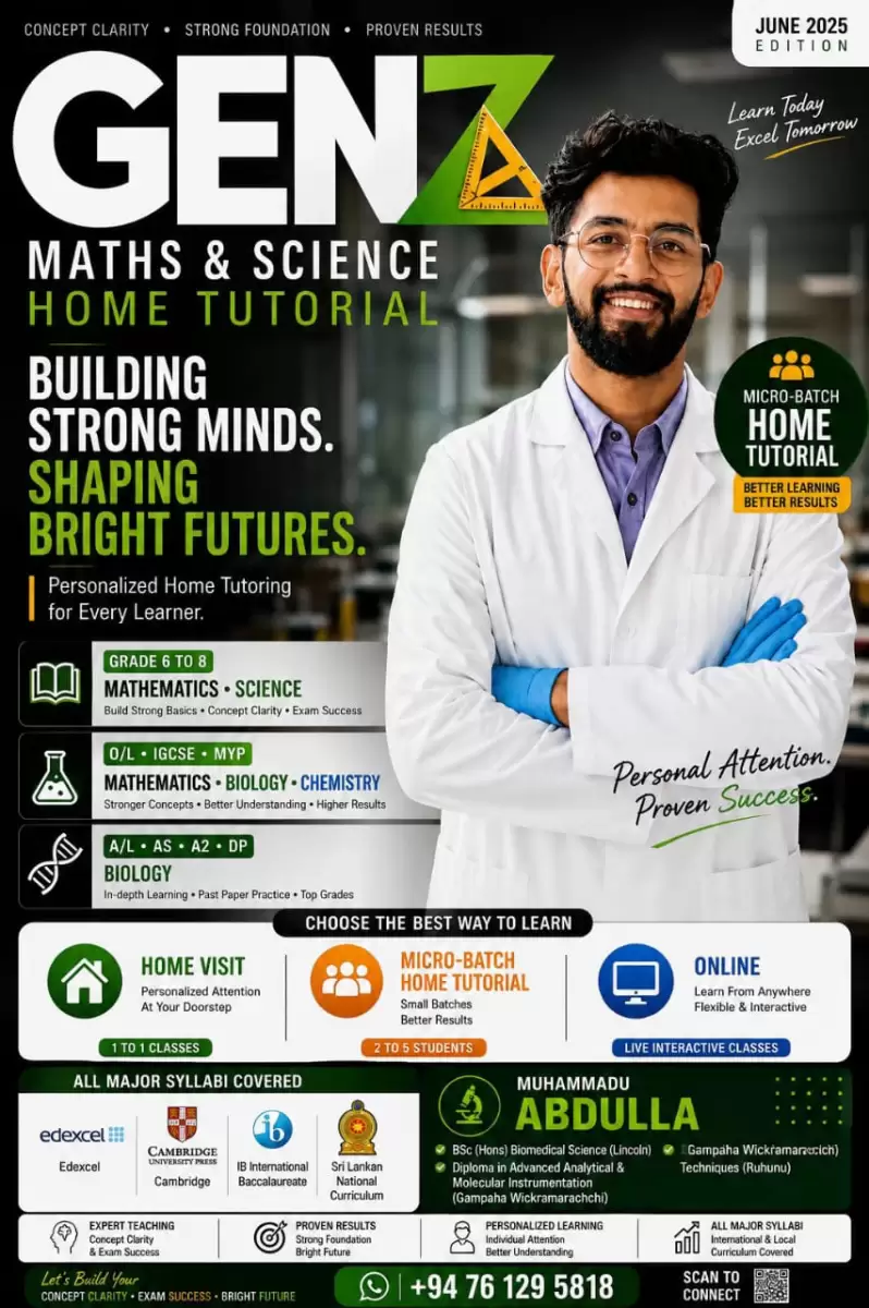 Grade 6 To IGCSE MATHEMATICS AND SCIENCE HOME VISIT CLASSES