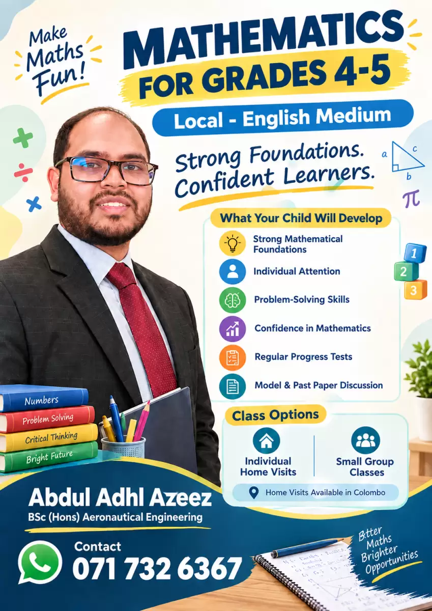 Grades 4 And 5 Mathematics English Medium Local Syllabus Individual And Group Home Visit Classes In Colombo