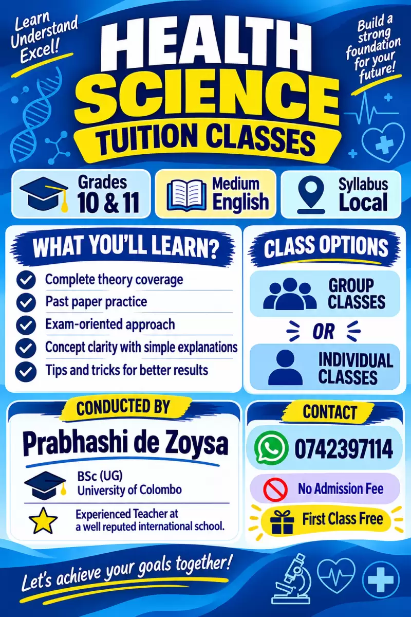 Health science classes - English medium