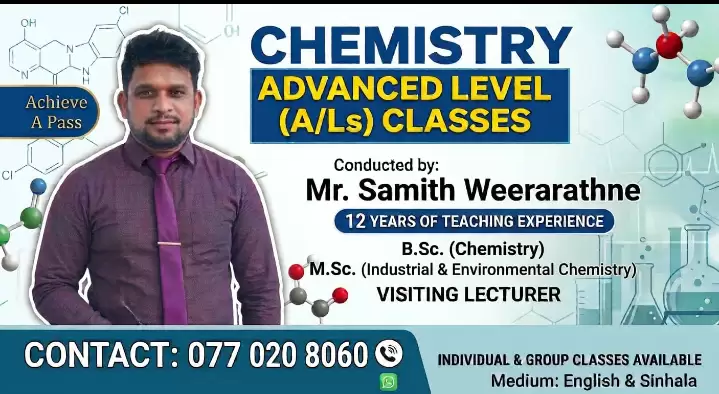 Home visit classes for Chemistry(Advanced level 2027/2028)English /Sinhala medium