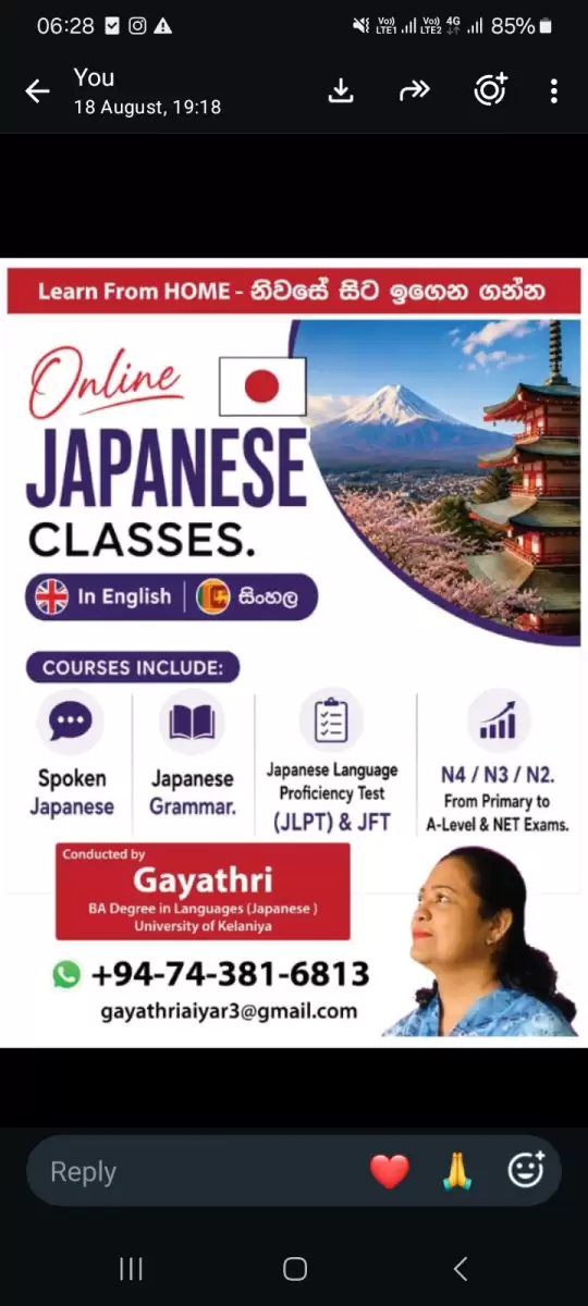 I'm an experience Japanese who have been working 20 years i can teach Japanese N5,N4,N3 net. Jft. Jlpt