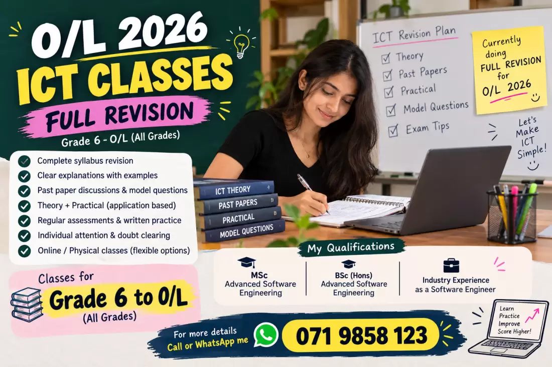 ICT Classes – Grade 6 to O/L | O/L 2026 Full Revision