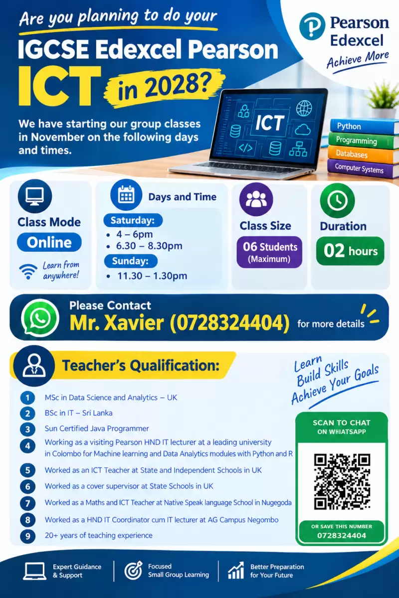 IGCSE Edexcel Pearson ICT Group Class - 2028