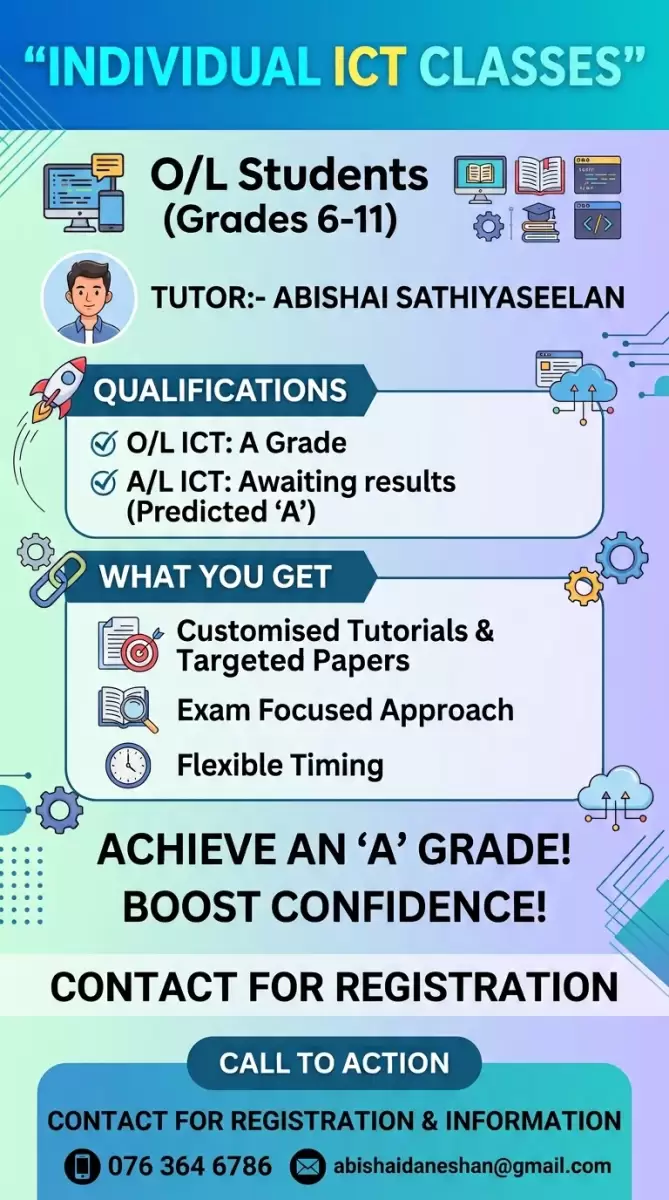 Individual ICT Classes for O/L Students Grades 6 - 11