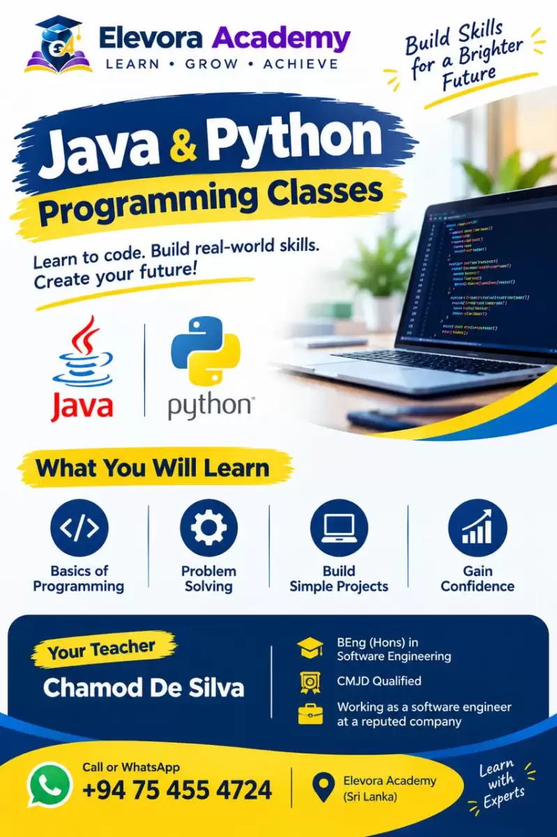 Java & Python Programming Classes | A/L ICT Python | Elevora Academy