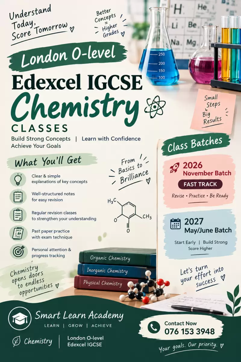 London O-level Edexcel IGCSE chemistry class ( fast track) 2026 November and 2027 may/June