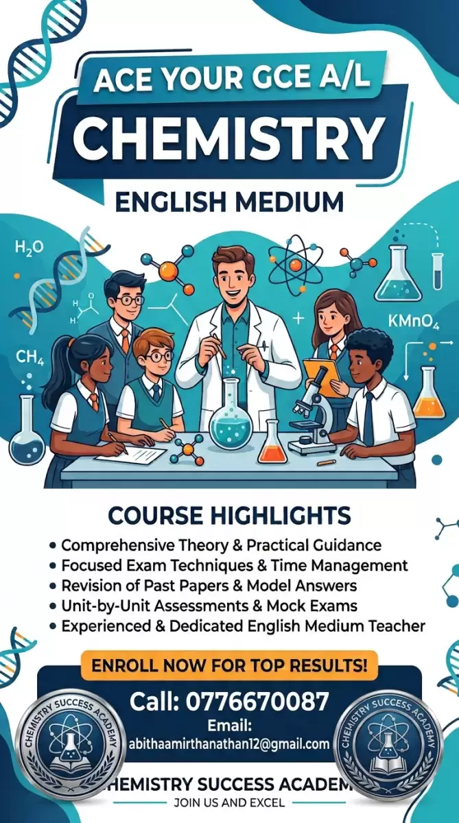 Mastering GCE A/L Chemistry (English Medium) – Theory, Revision & Past Papers