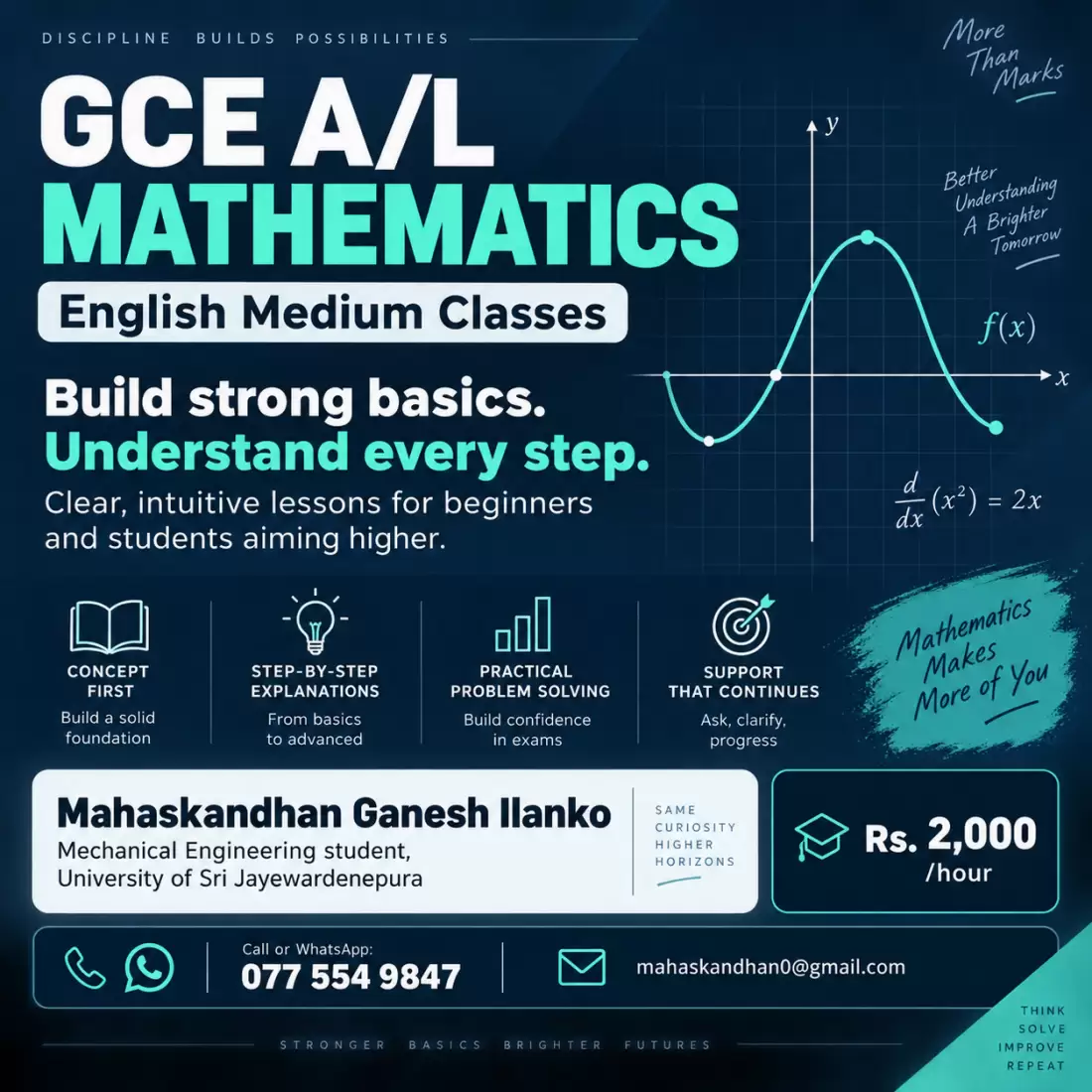 Mathematics Classes for GCE A/L English and Tamil Medium
