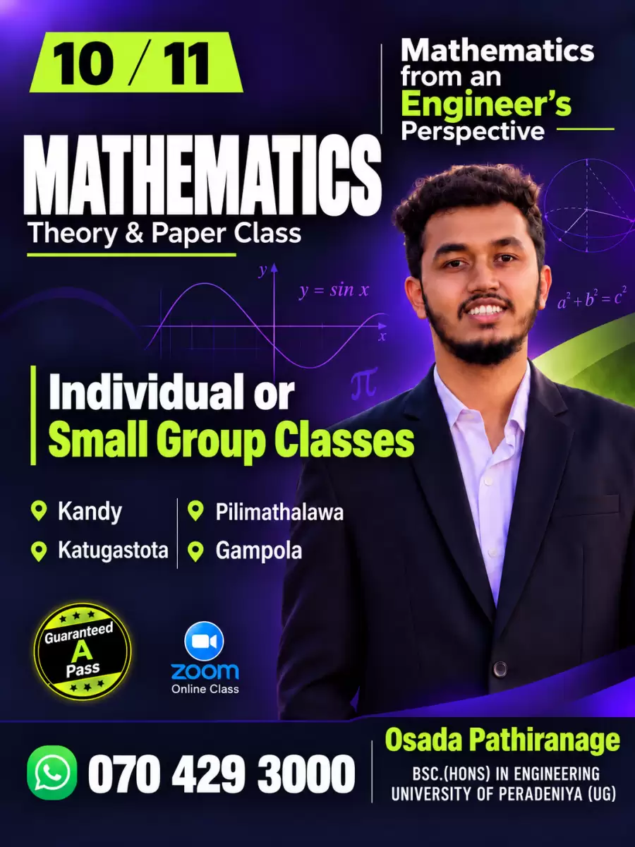 Mathematics Classes for Grades 10,11 English Medium (Online or Physical)