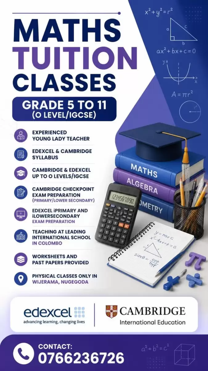 Mathematics Classes For Students From Grade 5 To O-Level/IGCSE- Edexcel & Cambridge Syllabus