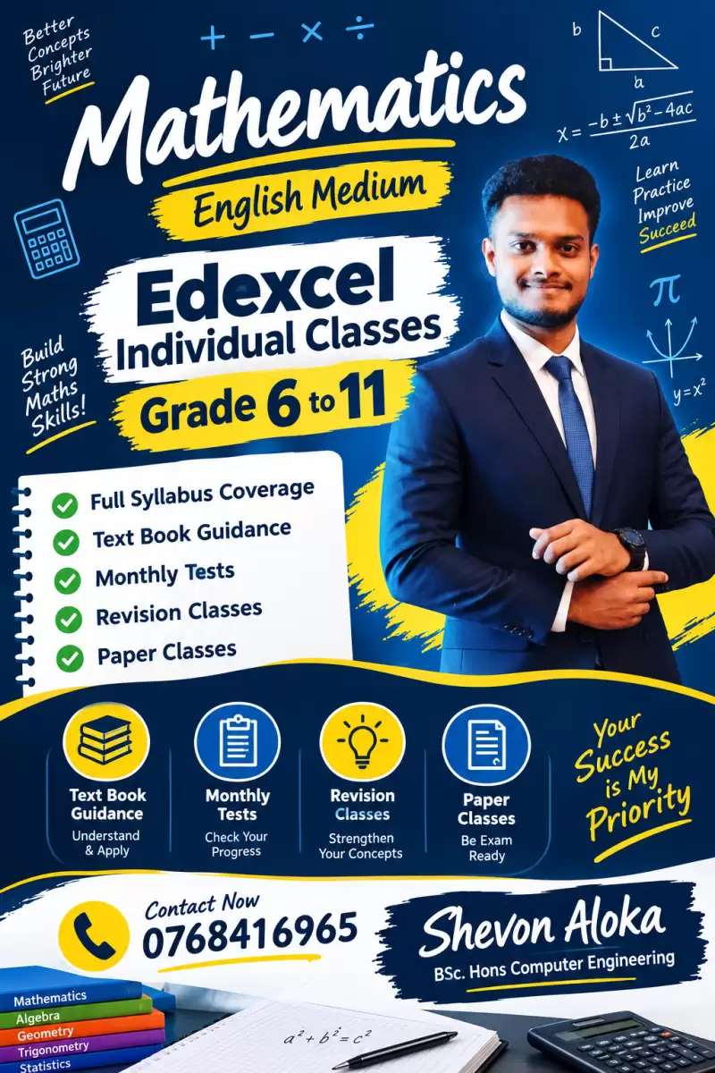 Mathematics English medium Class from grade 6 to 11 English medium And Edexcel