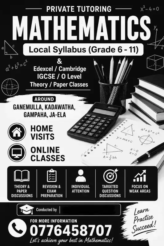 Mathematics Grade 6-11 Eng/Sinhala Medium