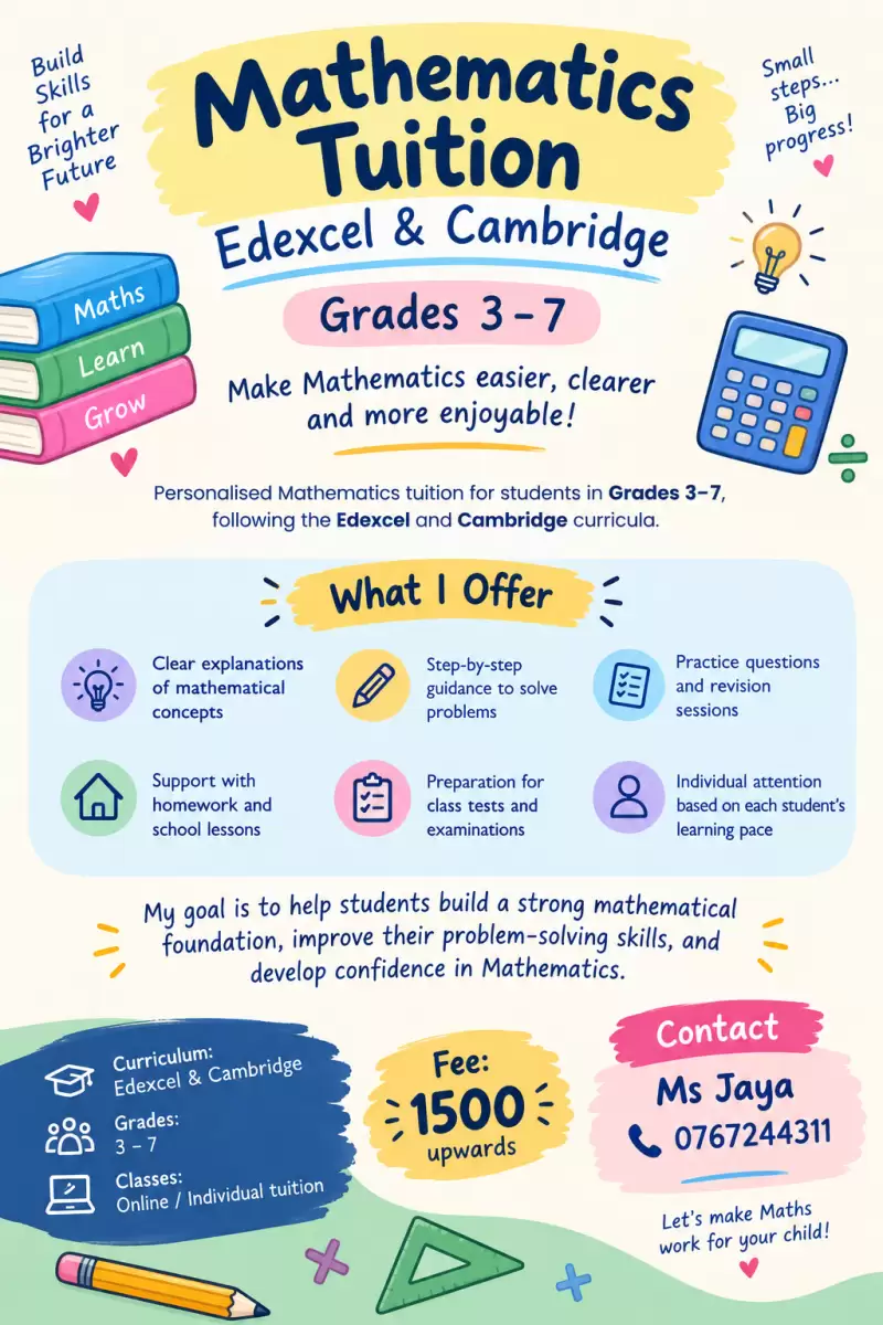 Mathematics Tuition for Grades 3–7 | Edexcel & Cambridge Curriculum