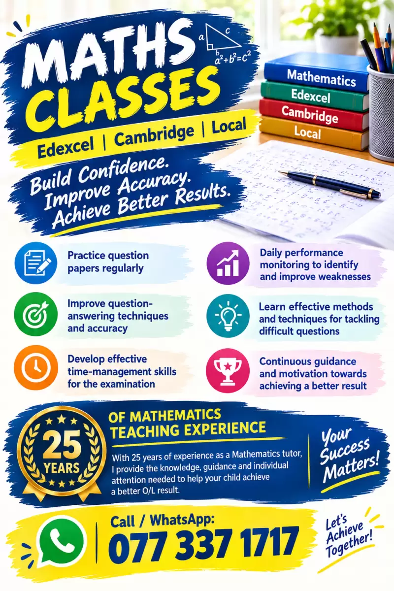 Maths Individual classes (Home visit) for grade 6 to O/L